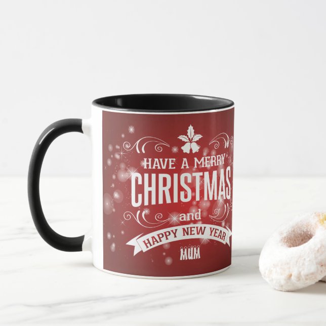 Personalised with Wishes Merry Christmas Photo Mug (With Donut)