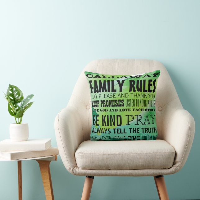 Personalised with your Family Name Family Rules Cushion (Chair)