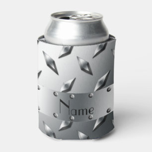 Personalised with your name diamond plate steel can cooler