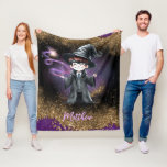 Personalised Wizard Boy Son Birthday Gift Magical Fleece Blanket<br><div class="desc">Whimsical and magical Wizard and Witches fun boy's birthday gift.</div>