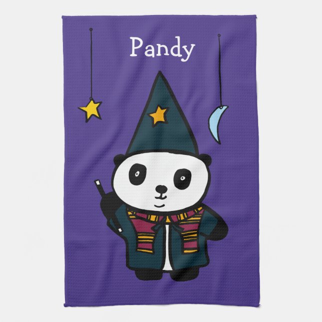 Personalised Wizard Pandy the Panda Tea Towel (Vertical)