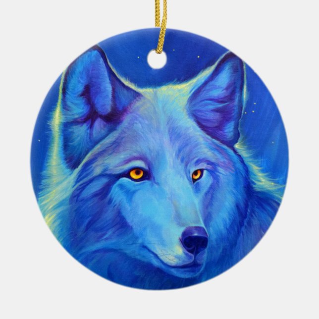 Personalised Wolf Ornaments | Blue Wolves (Front)