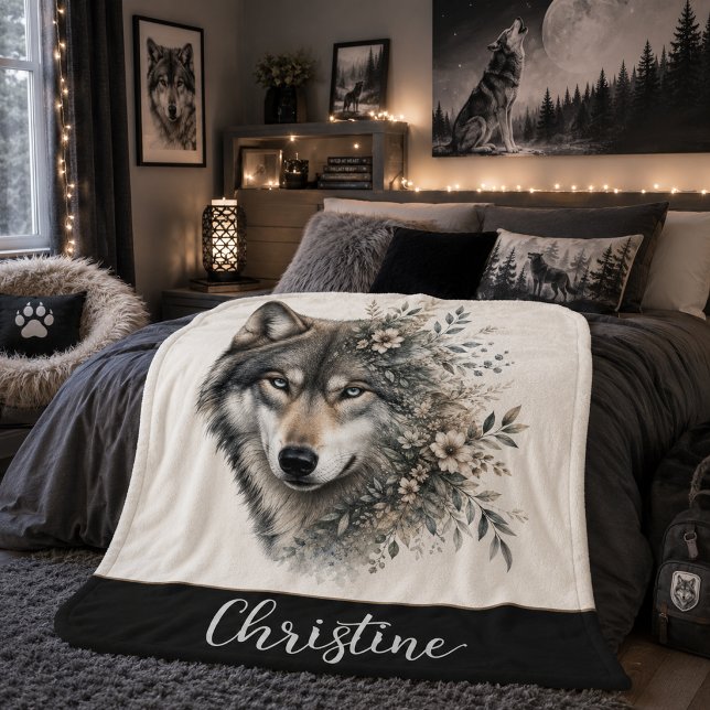 Personalised Wolf Sherpa Blanket (Creator Uploaded)