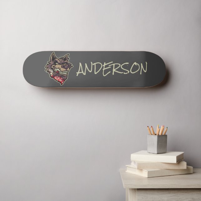 Personalised Wolf Skateboard (Wall Art (Horz))