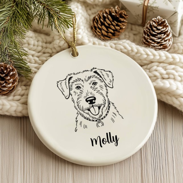 Personalised Wolfhound Dog Christmas Ceramic Tree Decoration (Creator Uploaded)