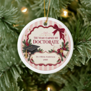 Personalised Woman Doctorate Graduation PhD Gift Ceramic Tree Decoration