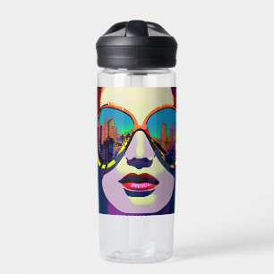 Personalised Woman in Sunglasses City Reflection Water Bottle