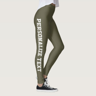 Personalised Women Dark Olive Neutral Athleisure Leggings