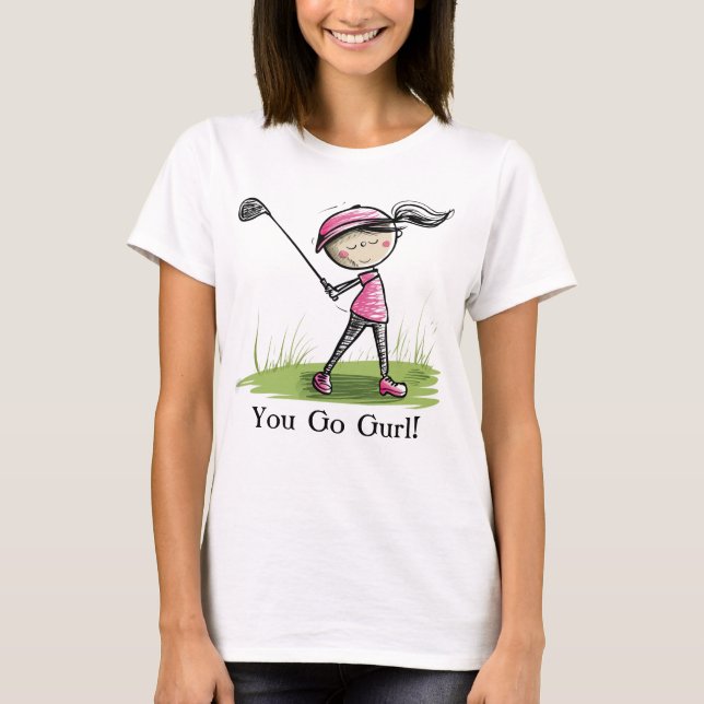 Personalised Women’s Golf Tee –Cartoon Lady Golfer (Front)