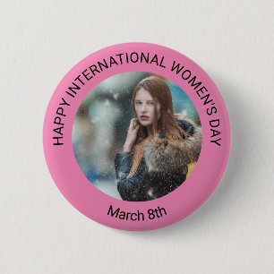 Personalised Women's Day Photo March 8th 6 Cm Round Badge