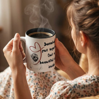 Personalised Women's Mug, Messy Bun Mental Health Two-Tone Coffee Mug