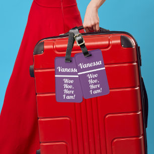Personalised Woo Hoo   Funny Luggage Tag