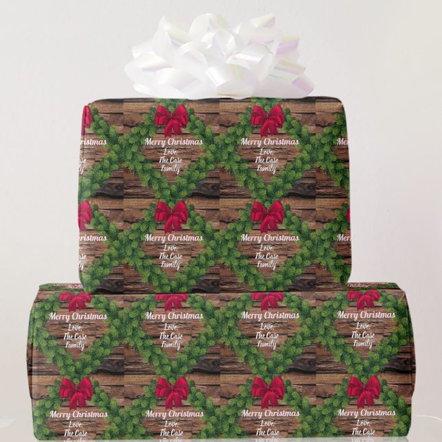 Personalised Wood and Garland Holiday Christmas Wrapping Paper (Creator Uploaded)
