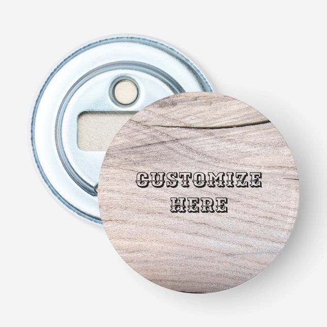 Personalised Wood Design Magnet Bottle Opener (Front)
