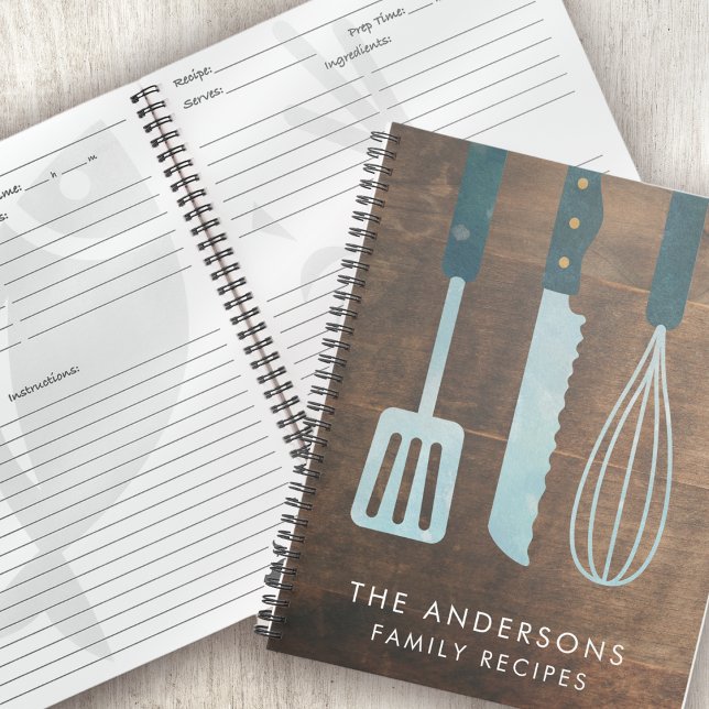 Personalised Wood Kitchen Utensils Recipe Book (Creator Uploaded)