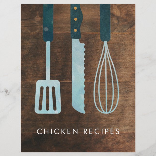 Personalised Wood Kitchen Utensils Recipe Divider (Front)