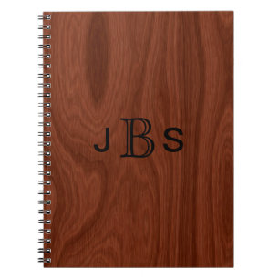 Personalised Wood Look Monogrammed Initials Notebook