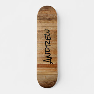 Personalised Wood Rustic Country Brown Black   Skateboard
