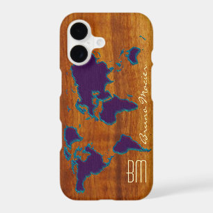 personalised wood worldmap