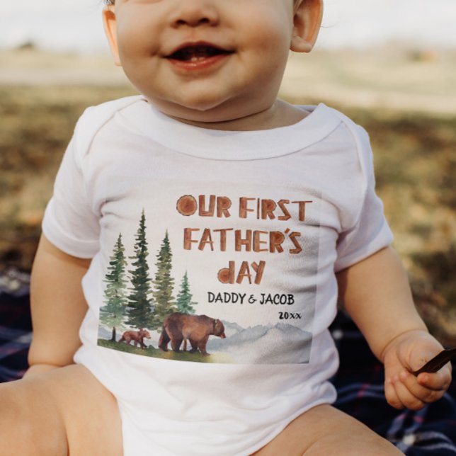 Personalised Woodland 1st Father's Day Baby Bodysuit (Creator Uploaded)