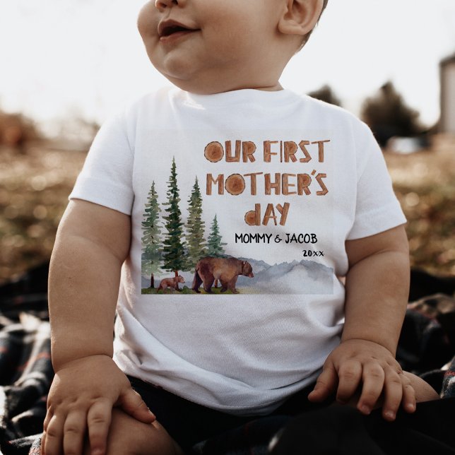 Personalised Woodland 1st Mother's Day Baby T-Shirt (Creator Uploaded)