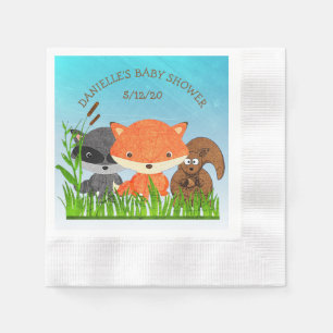 Personalised Woodland Animals Baby Shower Napkins