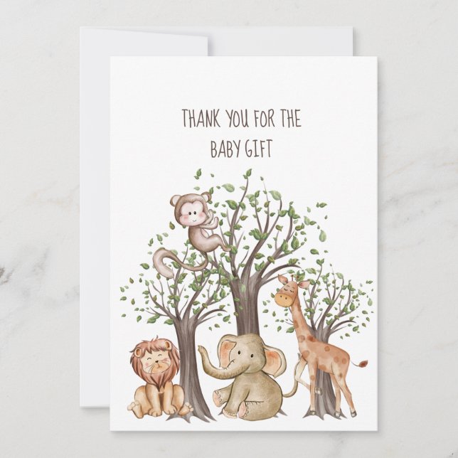 Personalised Woodland Animals Baby Thank you card (Front)