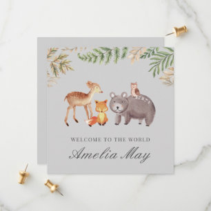 Personalised Woodland Animals New Baby Card