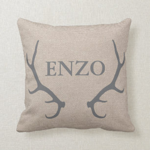 Personalised Woodland Antlers Throw Pillow