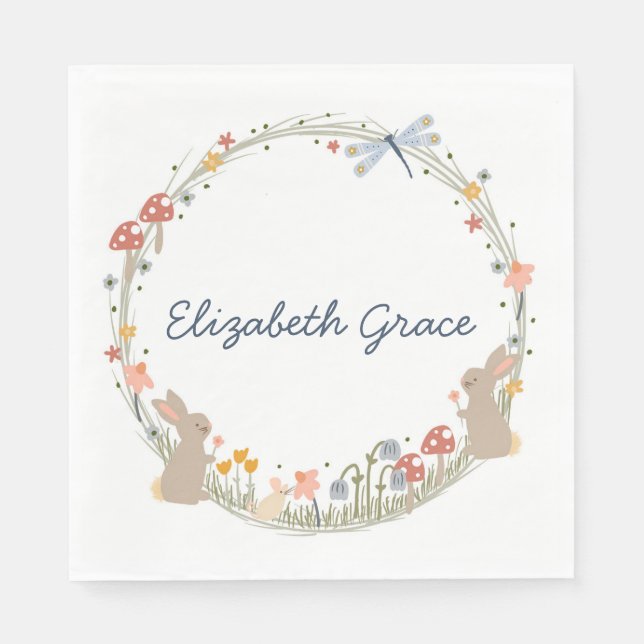Personalised Woodland Baby Shower Napkins (Front)