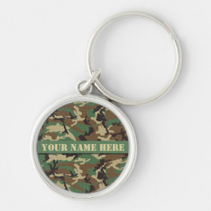 Personalised Woodland Camo Circular Keychain