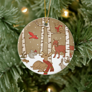 Personalised Woodland Christmas Ceramic Ornament
