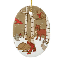 Personalised Woodland Christmas Ceramic Ornament