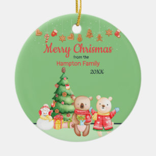 Personalised Woodland Christmas  Ceramic Tree Decoration