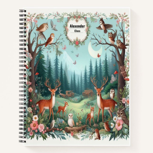 Personalised Woodland Creatures Enchanted Forest Notebook (Front)