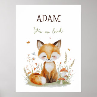 Personalised Woodland Fox -You are Loved Poster