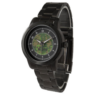 Personalised Woodland Green Camouflage Watch