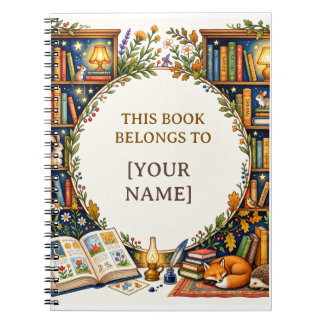 Personalised Woodland Library Bookplate Notebook