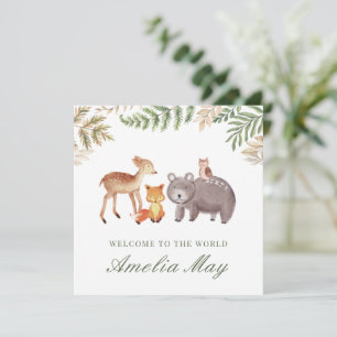 Personalised Woodland New Baby Card