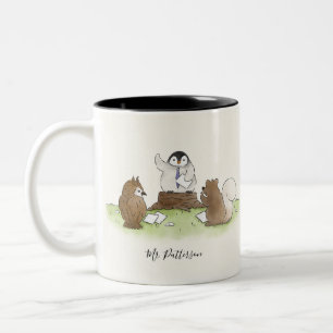 Personalised Woodland Penguin Teacher Gift Two-Tone Coffee Mug