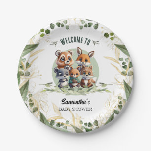 Personalised Woodland Wonders Baby Shower Paper Plate
