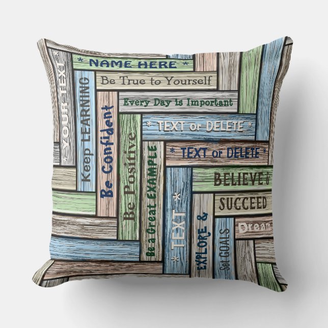 Personalised Word Art Gifts Your 3 Photos, 5 Text Cushion (Front)