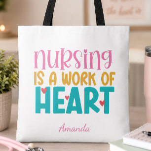Personalised Work of Heart Nurse Tote Bag
