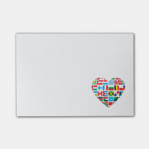 Personalised World Flags with Heart Shape Post-it Notes