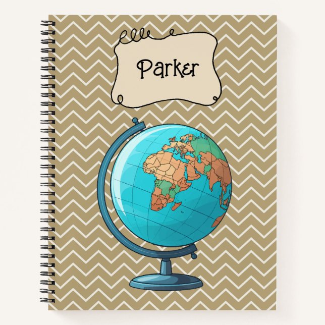 Personalised World Globe Student Notebook (Front)