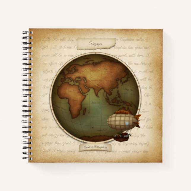 Personalised World Hemispheres Map Journal Diary 2 (Front)