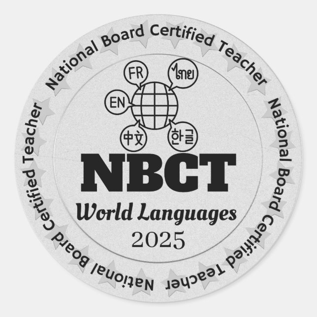 Personalised World Languages NBCT Certified Teache Classic Round Sticker (Front)