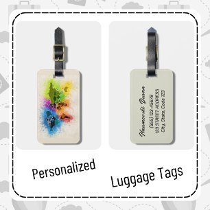 Personalised World Map Travel Adventure Modern Luggage Tag