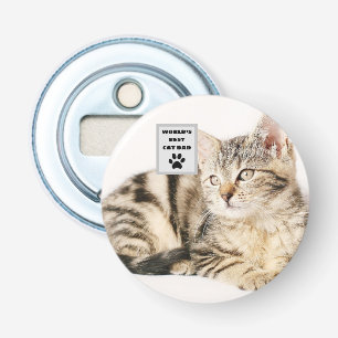 Personalised World's Best Cat Dad Custom Photo Bottle Opener