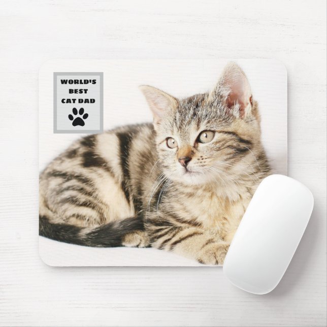 Personalised World's Best Cat Dad Custom Photo Mouse Pad (With Mouse)